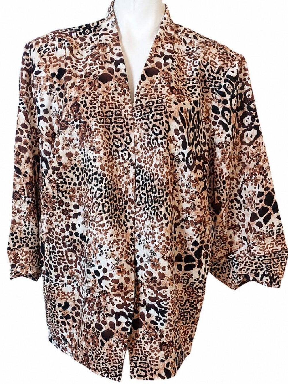 Womens Plus Size 2X leopard animal print blazer Lightweight Layer Office